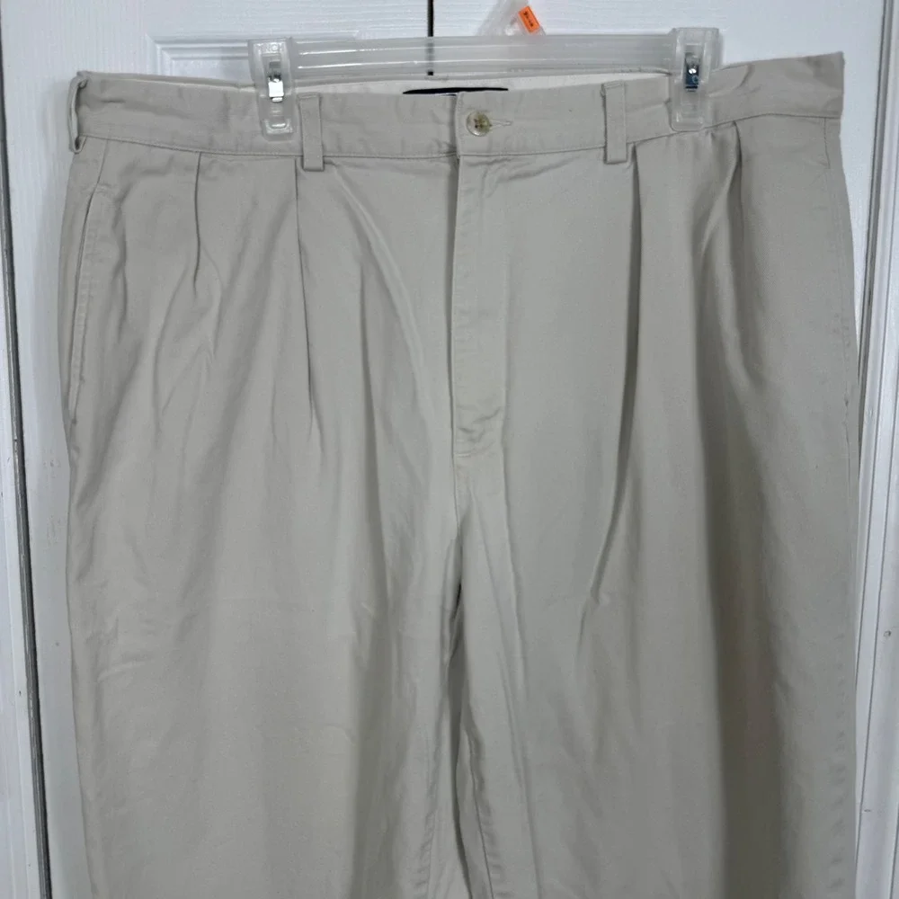 Polo Ralph Lauren Andrew Pant 40/34 Tan Khaki Pleated Chino Old Money Preppy